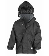 Black/Grey Children's Waterproof Coat - Left Chest Embroidered
