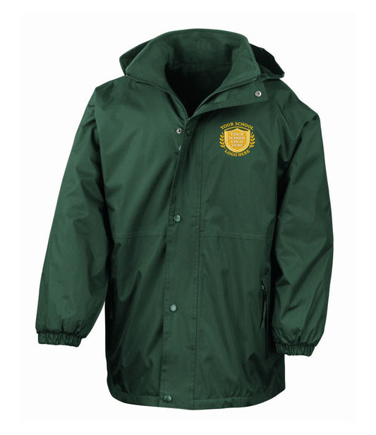 Bottle Green Waterproof Fleece-Lined Coat - Left Chest Embroidered