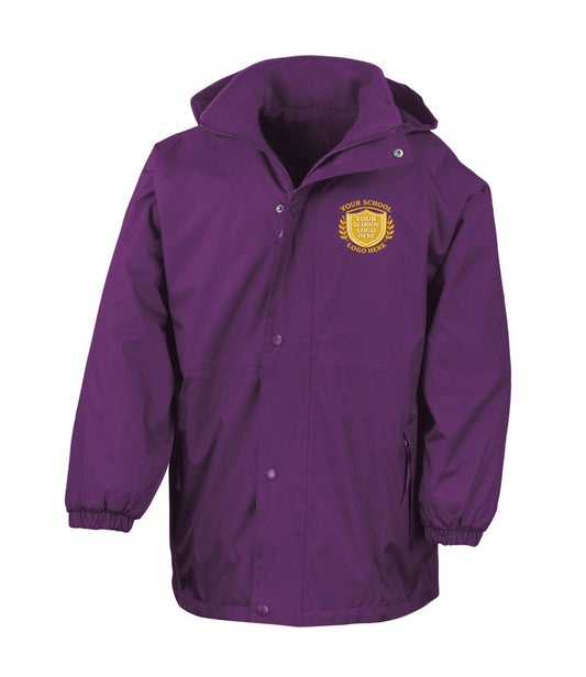 Purple Waterproof Fleece-Lined Coat - Left Chest Embroidered