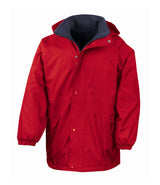 Red/Navy Waterproof Fleece-Lined Coat - Back and Left Chest Print
