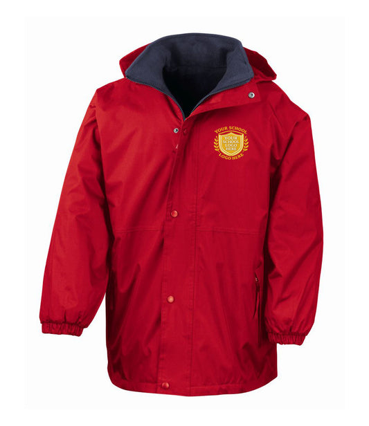 Red/Navy Waterproof Fleece-Lined Coat - Left Chest Embroidered