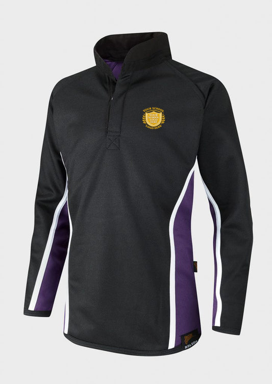 Black/Purple/White Fully Reversible Sports Top - Left Chest Embroidered