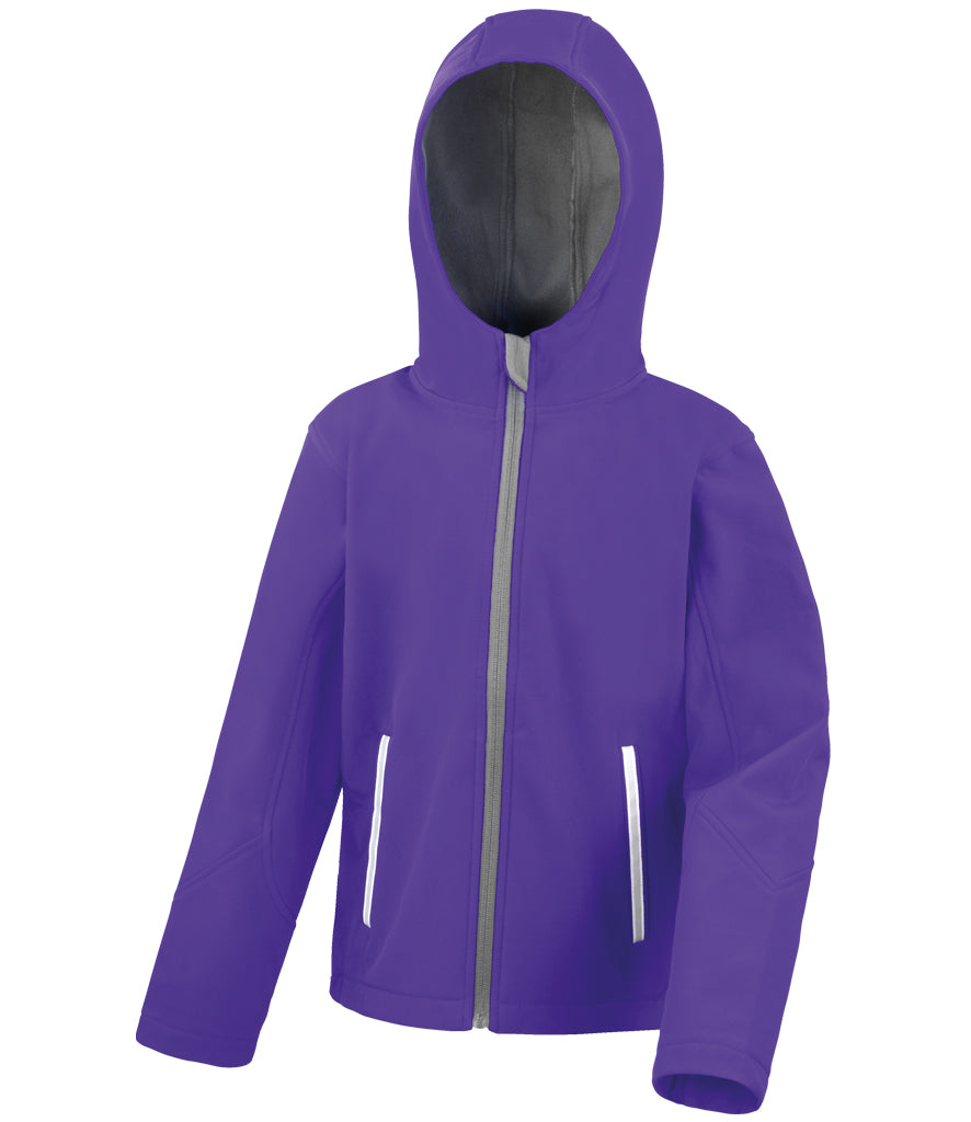 Purple/Grey Hooded Softshell Jacket - Left Chest Embroidered
