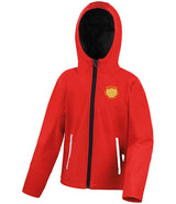 Red/Black Hooded Softshell Jacket - Left Chest Embroidered
