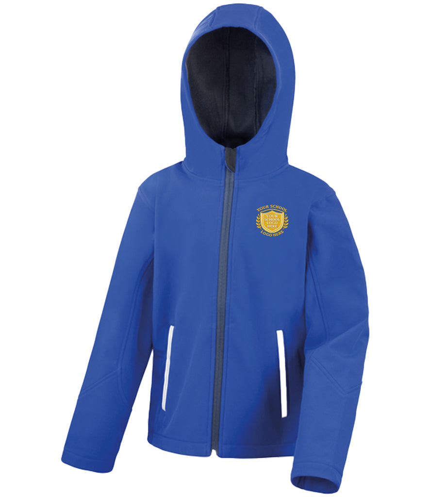 Royal/Navy Hooded Softshell Jacket - Left Chest Embroidered