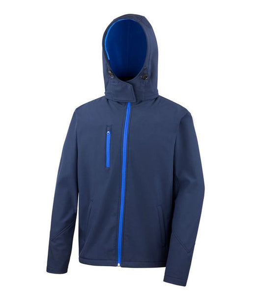 Navy/Royal Adult Hooded Softshell Jacket - Left Chest Embroidered
