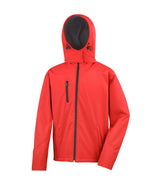 Red/Black Adult Hooded Softshell Jacket - Left Chest Embroidered
