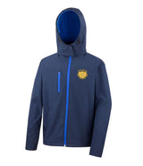 Navy/Royal Adult Hooded Softshell Jacket - Back and Left Chest Print

