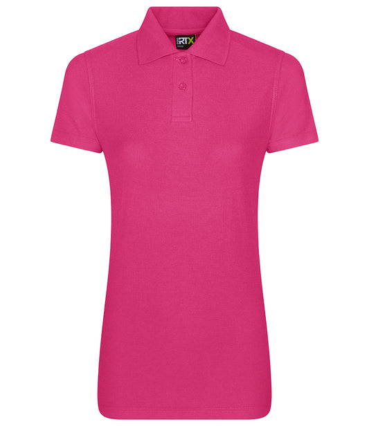 Fuchsia Pink Ladies Piqué Polo Shirt - Sleeve Print - Left Chest | Right Sleeve