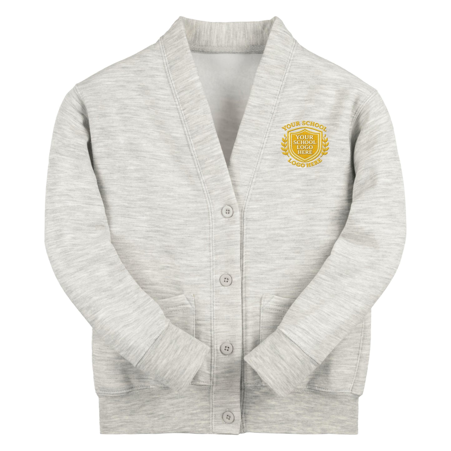 Ash Grey Essential Sweat Cardigan - Left Chest Embroidered