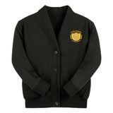 Black Essential Sweat Cardigan - Left Chest Embroidered
