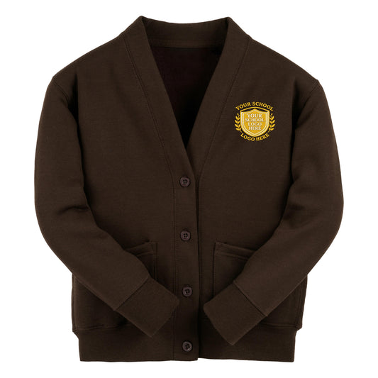 Brown Essential Sweat Cardigan - Left Chest Embroidered