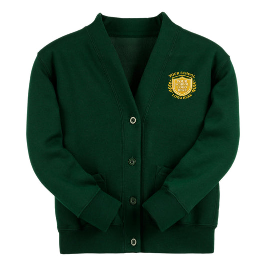 Bottle Green Essential Sweat Cardigan - Left Chest Embroidered