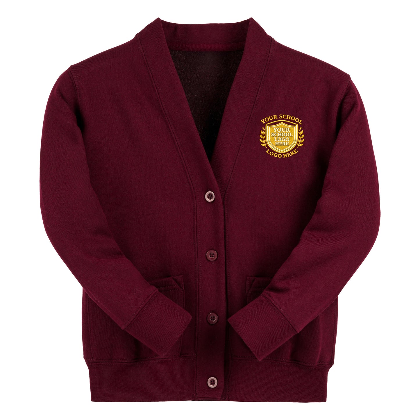 Burgundy Essential Sweat Cardigan - Left Chest Embroidered