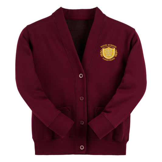 Burgundy Essential Sweat Cardigan - Left Chest Embroidered