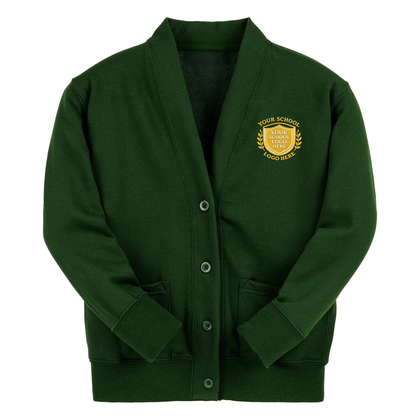 Forest Green Essential Sweat Cardigan - Left Chest Embroidered