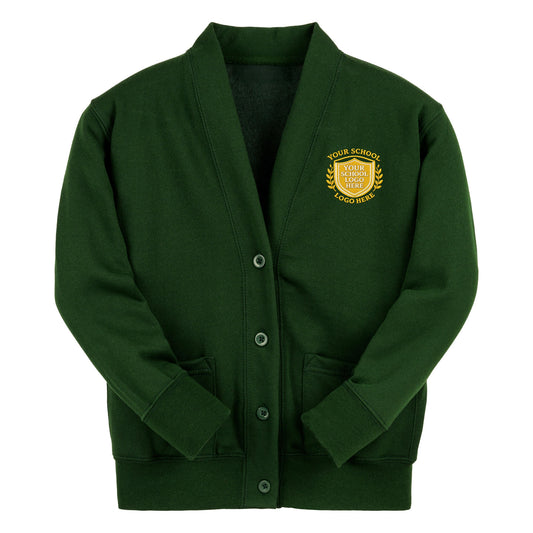 Forest Green Essential Sweat Cardigan - Left Chest Embroidered