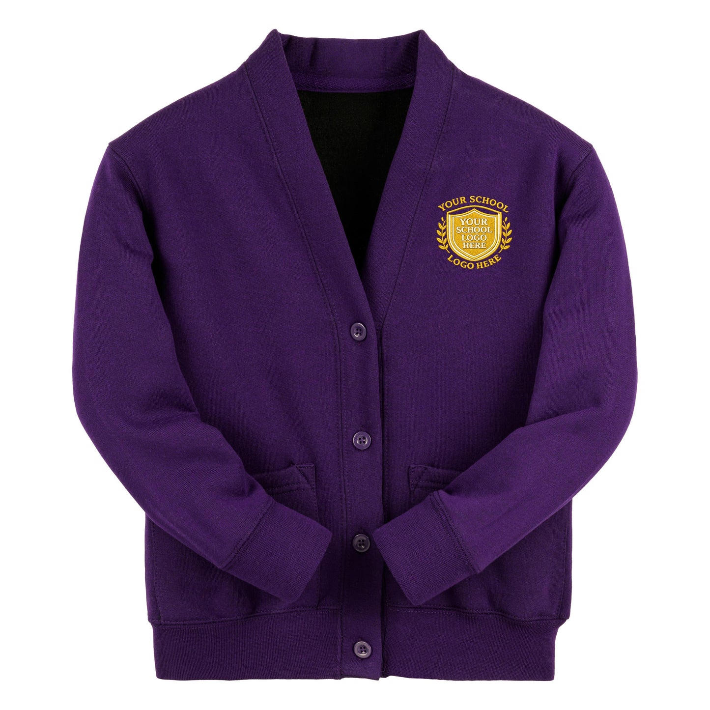 Purple Essential Sweat Cardigan - Left Chest Embroidered