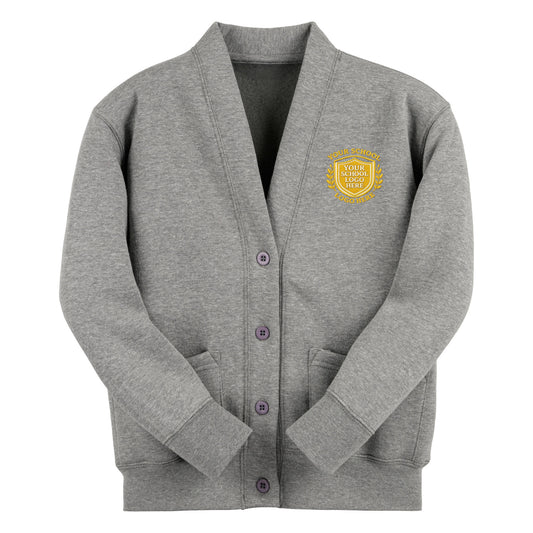 School Grey PRIMARY Sweat Cardigan - Left Chest Embroidered
