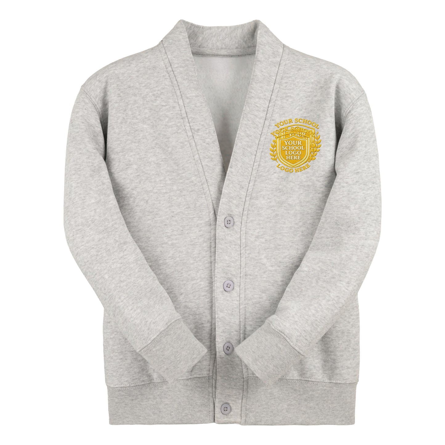 Ash Grey Classic Cotton Rich Sweat Cardigan - Left Chest Embroidered