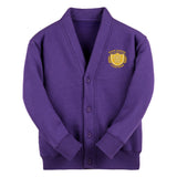 Purple Classic Cotton Rich Sweat Cardigan - Left Chest Embroidered
