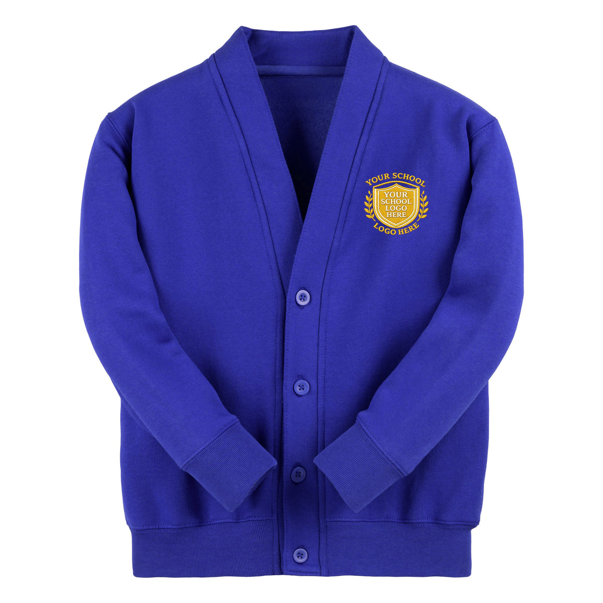 Royal Blue Classic Cotton Rich Sweat Cardigan - Left Chest Embroidered