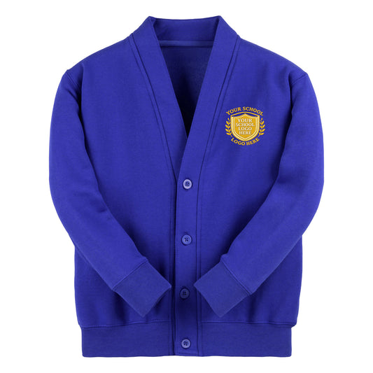Royal Blue Classic Cotton Rich Sweat Cardigan - Left Chest Embroidered