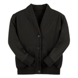 Black Essential Sweat Cardigan - Left Chest Embroidered
