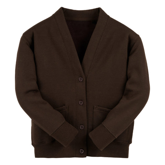 Brown Essential Sweat Cardigan - Left Chest Embroidered