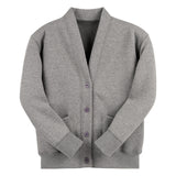 School Grey Essential Sweat Cardigan - Left Chest Embroidered
