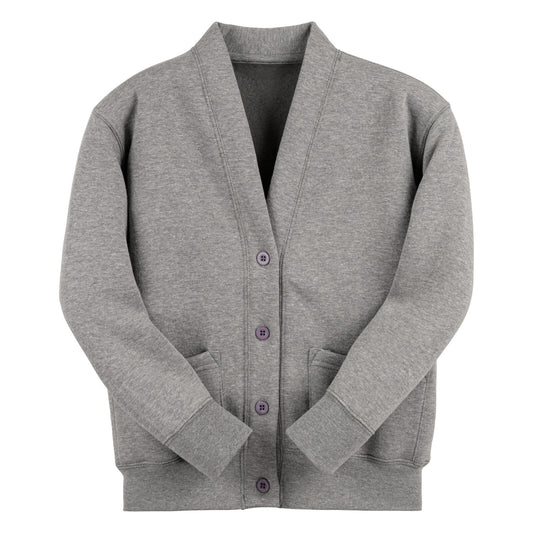 School Grey Essential Sweat Cardigan - Left Chest Embroidered