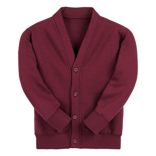 Burgundy Classic Cotton Rich Sweat Cardigan - Left Chest Embroidered