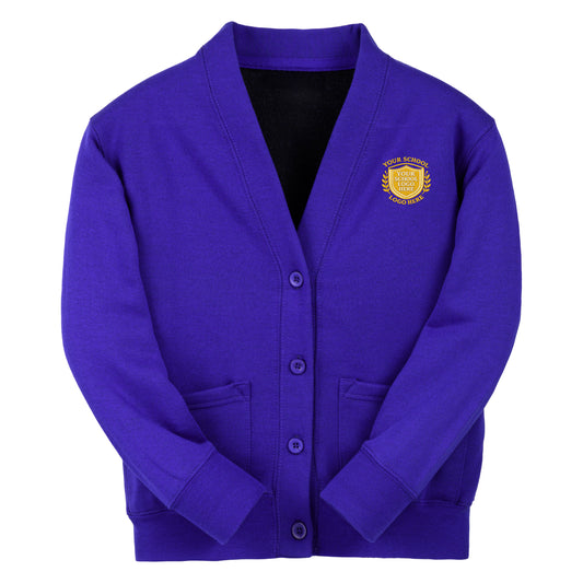 Electric Blue Essential Sweat Cardigan - Left Chest Embroidered