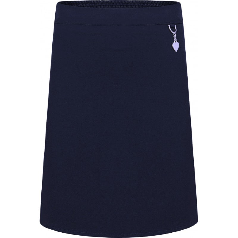 Navy Stretch Skirt with Heart Motif