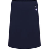Navy Stretch Skirt with Heart Motif
