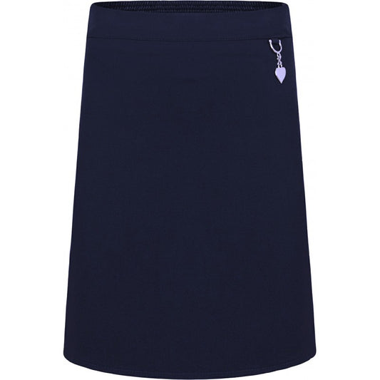 Navy Stretch Skirt with Heart Motif