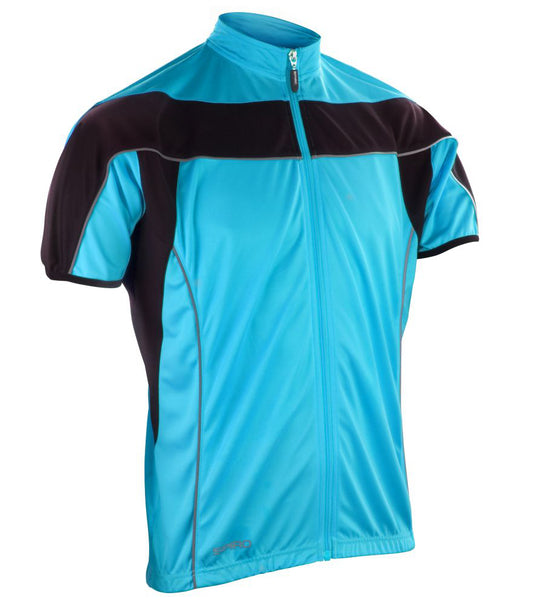 Aqua Blue Cycling Top - Back and Front Print - Centre Front | Support Dogs Center Back