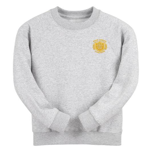 Ash Grey Essential Crew Neck Sweatshirt - Left Chest Embroidered