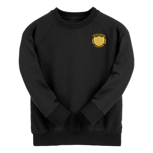 Black Essential Crew Neck Sweatshirt - Left Chest Embroidered