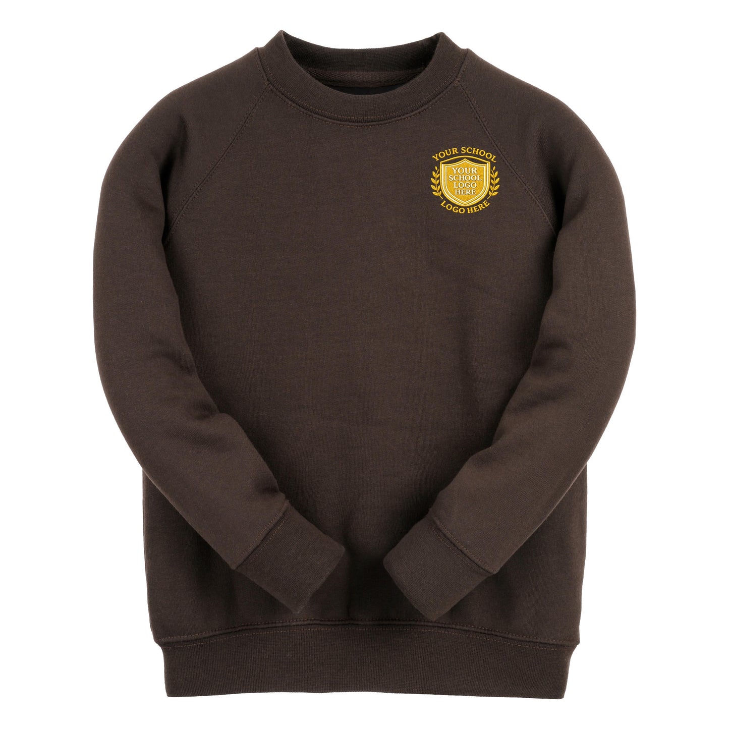 Brown Essential Crew Neck Sweatshirt - Left Chest Embroidered