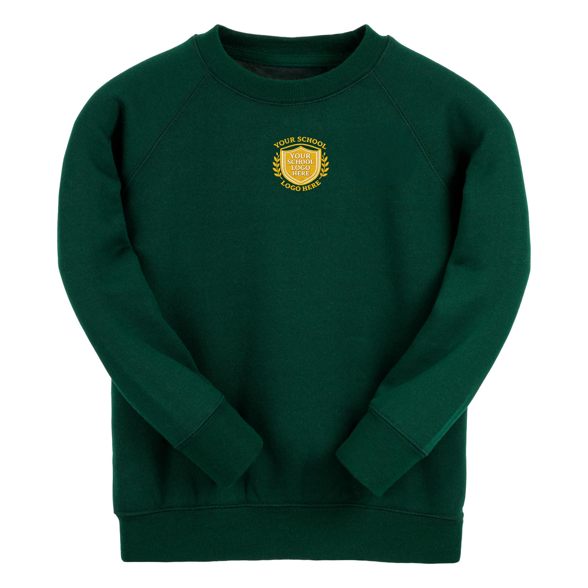Bottle Green Essential Crew Neck Sweatshirt - Centre Chest Print
