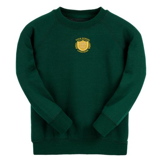 Bottle Green Essential Crew Neck Sweatshirt - Centre Chest Print