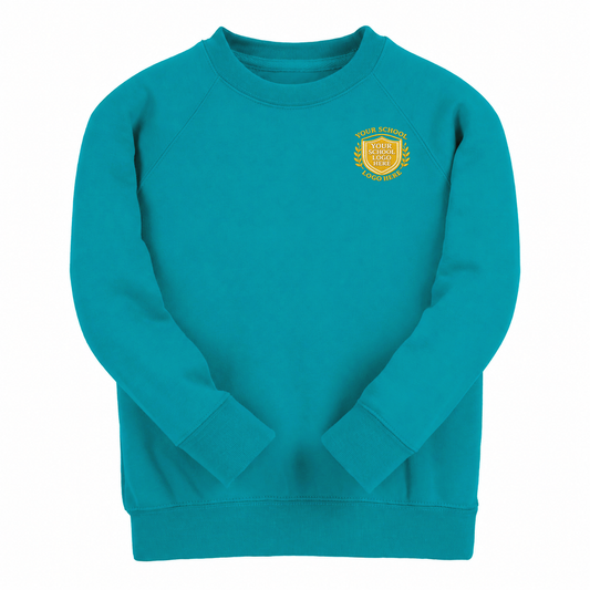 Turquoise Essential Crew Neck Sweatshirt - Left Chest Embroidered