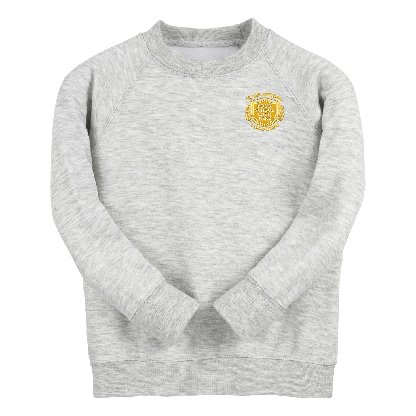 Ash Grey Classic Cotton Rich Crew Neck Sweatshirt - Left Chest Embroidered