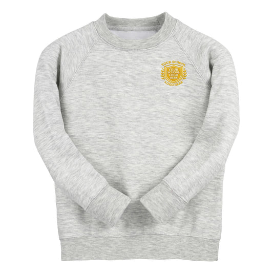 Ash Grey Classic Cotton Rich Crew Neck Sweatshirt - Left Chest Embroidered