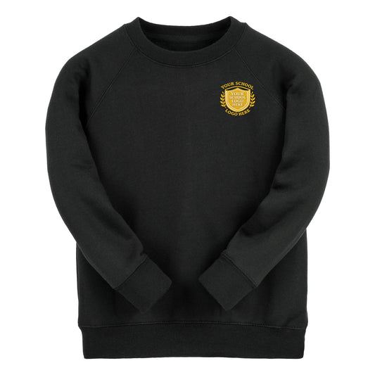 Black Classic Cotton Rich Crew Neck Sweatshirt - Left Chest Embroidered