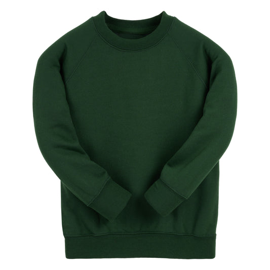 Bottle Green Classic Cotton Rich Crew Neck Sweatshirt - Left Chest Embroidered