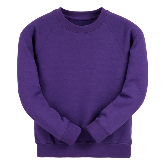 Purple Classic Cotton Rich Crew Neck Sweatshirt - Left Chest Embroidered