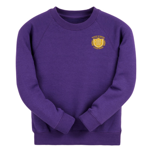 Purple Classic Cotton Rich Crew Neck Sweatshirt - Left Chest Embroidered