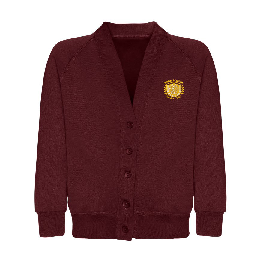 Maroon Sweat Cardigan - Left Chest Embroidered
